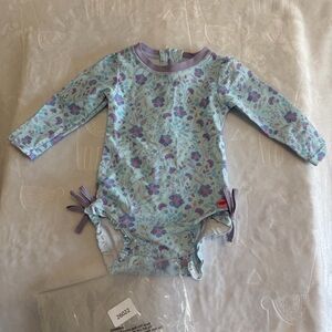 RuffleButts NEW Infant/Toddler Longsleeve 1 Piece Swimsuit Swimwear 12-18 months